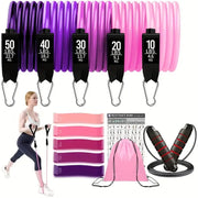 17pcs Fitness Resistance Bands Set – Medium Tension