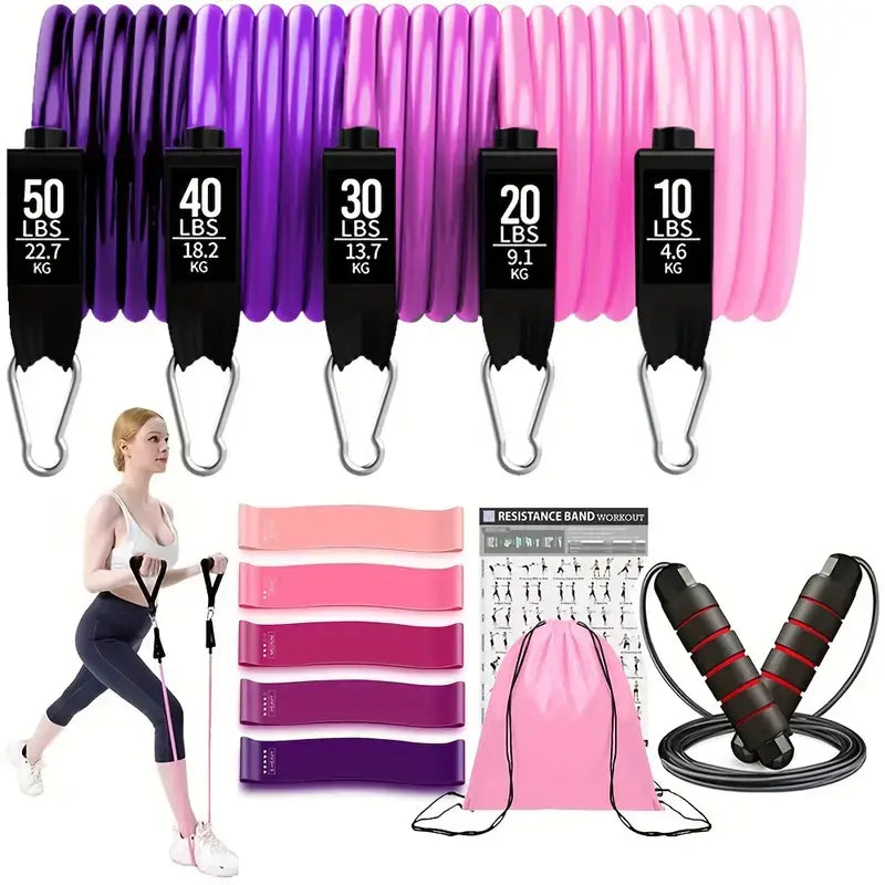 17pcs Fitness Resistance Bands Set – Medium Tension product image 1