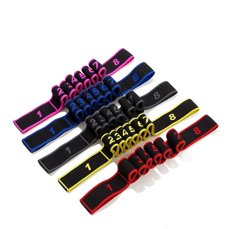 Fitness Essentials yoga pull strap belt with elastic loop for stretching, Pilates, and fitness exercises in gym and dance settings.