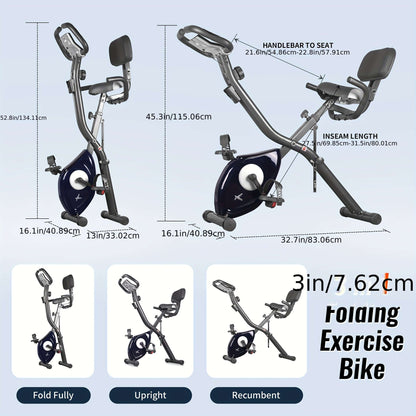 Ultra-Quiet Foldable X-Bike with Heart Rate Monitor & LCD Display(Blue)-2