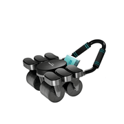 4-Wheel Abdominal Roller with Automatic Rebound and Elbow Support Pads - Black