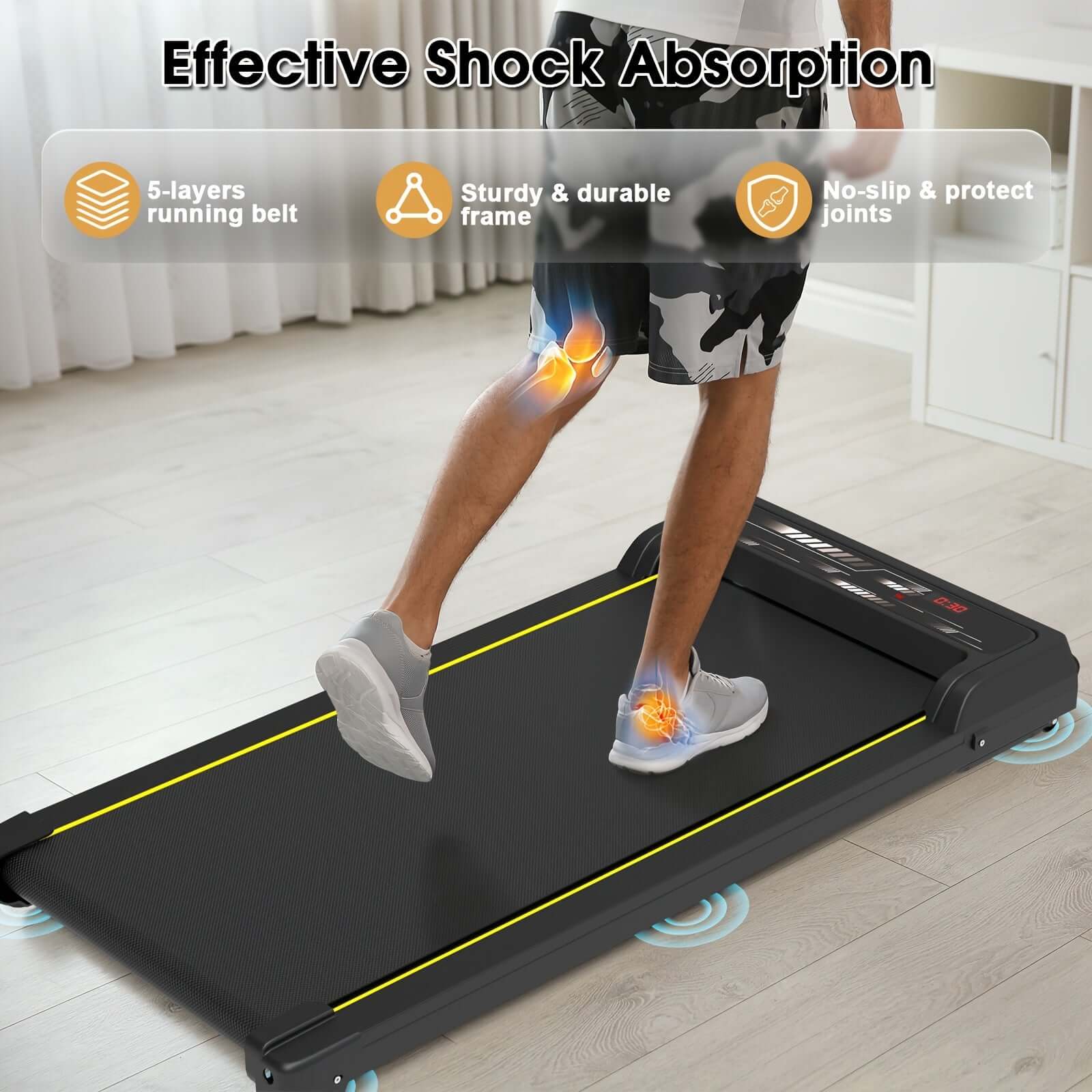 Under Desk Walking Pad - Home Gym Office Fitness Equipment(Black)-2