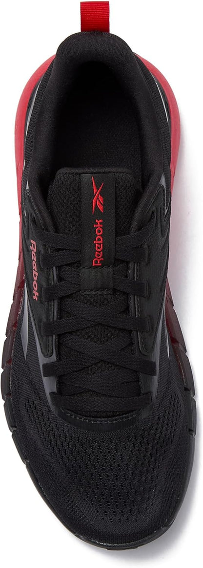 Reebok Nano Gym 1.0 men's athletic workout shoes with black and gray design, featuring breathable mesh and supportive sole.