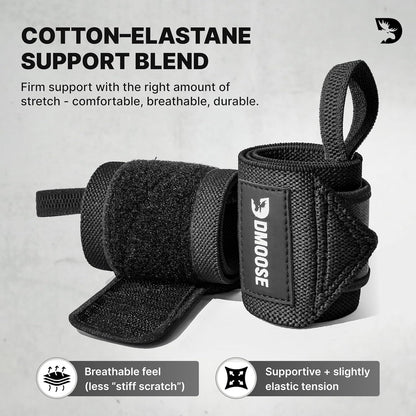 Dmoose Fitness Wrist Wraps for Weightlifting 18" - Heavy Duty Gym Wrap with Hand Thumb Loop for Support & Pain Relief, USPA Approved Powerlifting, Weight Lifting Wrist Straps for Men & Women Work Out