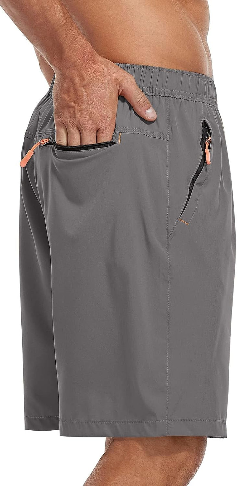 SPOSULEI men's athletic hiking shorts in lightweight, water-resistant fabric with quick-dry feature and zipper pockets for outdoor activities.