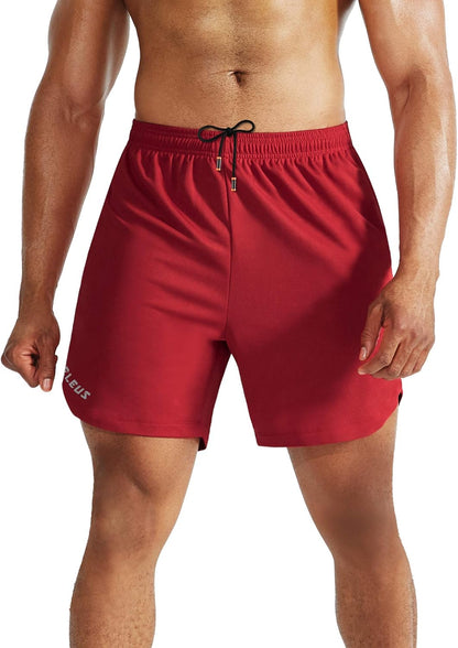 NELEUS men's 2-in-1 running shorts with liner, dry fit fabric and pockets for workout and athletic activities.