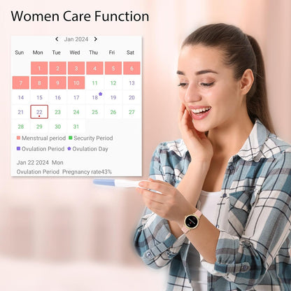 Duobuy women's smart watch with call function, heart rate, blood oxygen, sleep, step tracking, and IP68 waterproof design.