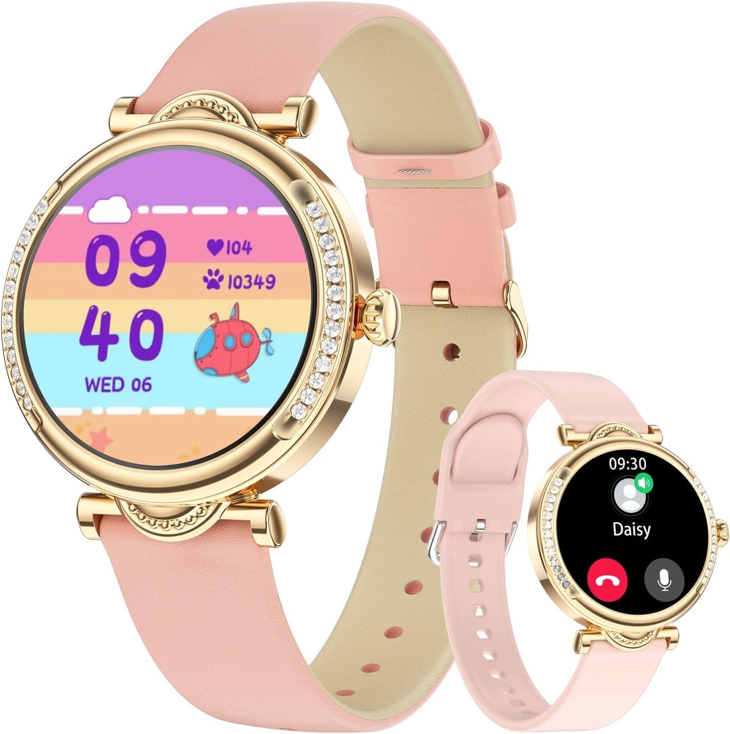 Duobuy women's smart watch with call function, heart rate, blood oxygen, sleep and step tracking, waterproof fitness tracker for iPhone and Android