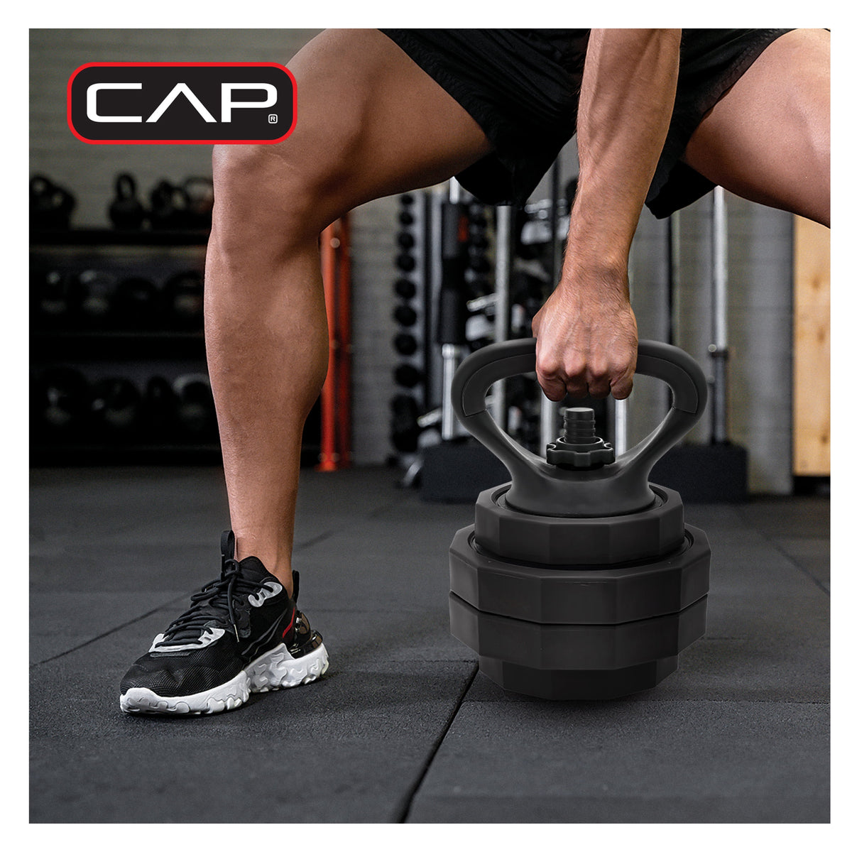 CAP 66Lb Versatile Weight Set - Adjustable Dumbbell, Barbell & Kettlebell for Complete Full-Body Workouts, Sleek Black Design
