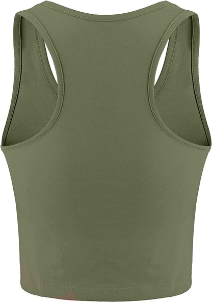 Geyoga women's workout crop tank tops set with four sleeveless racerback sport tank tops for yoga and running.