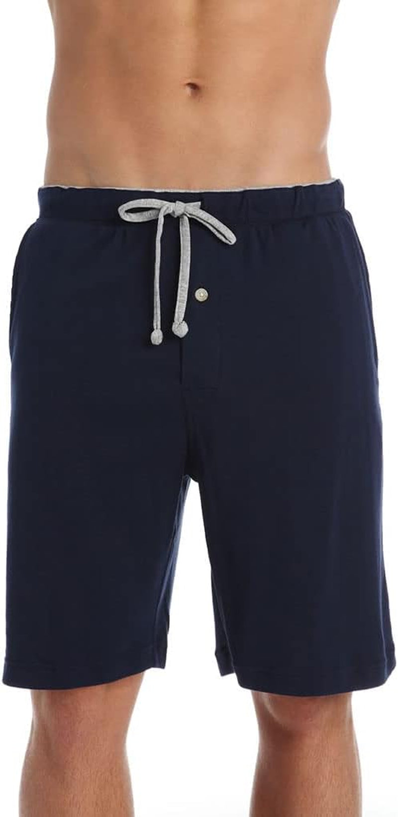 Nautica men's soft knit sleep lounge shorts with elastic waistband and drawstring for comfortable casual wear.