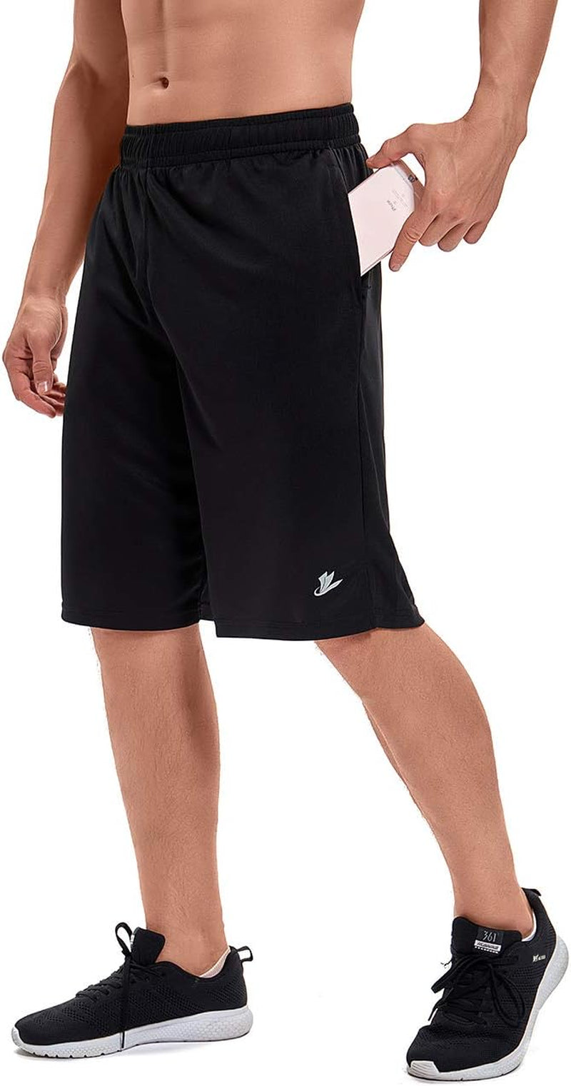 DEVOROPA men's athletic basketball shorts with loose fit, zipper pockets, ideal for sports and workout activities.