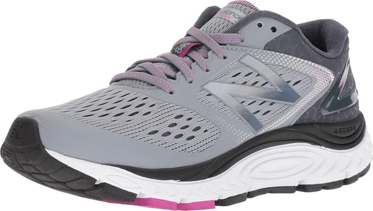 New Balance Women's 840 V4 running shoes in gray with white accents and breathable mesh upper.