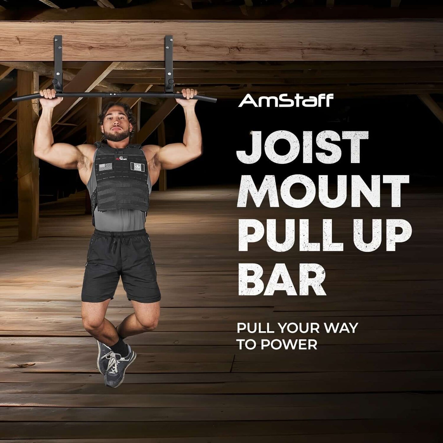Wall-Mounted Stainless Steel Pull-Up Bar Black-3