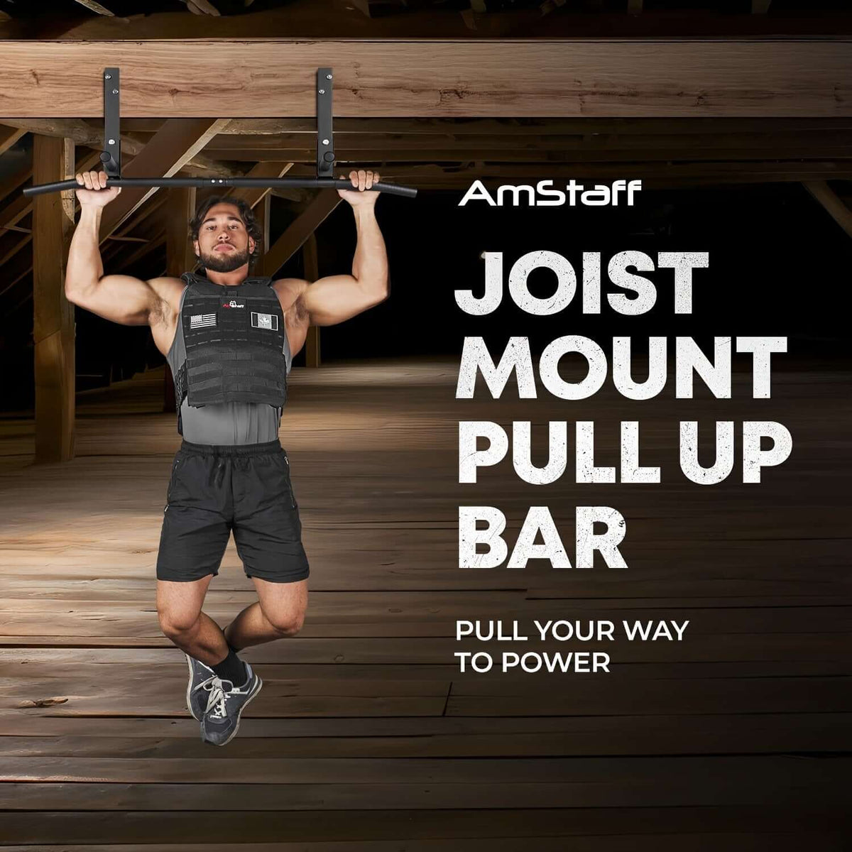 Wall-Mounted Stainless Steel Pull-Up Bar Black product image 4