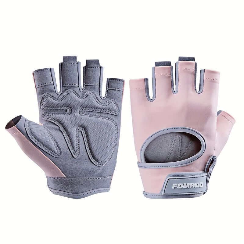 Women's weightlifting gym gloves featuring breathable material and adjustable wrist support for enhanced grip.