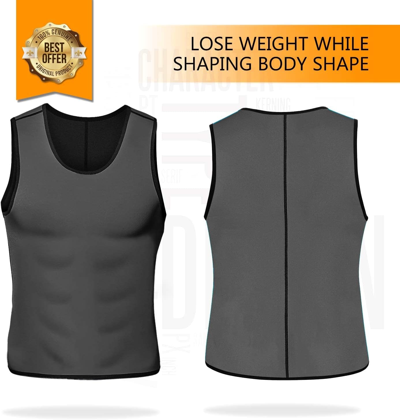 Nonecho Men's Neoprene Sauna Vest for workouts, black tank top designed for weight loss and body shaping.