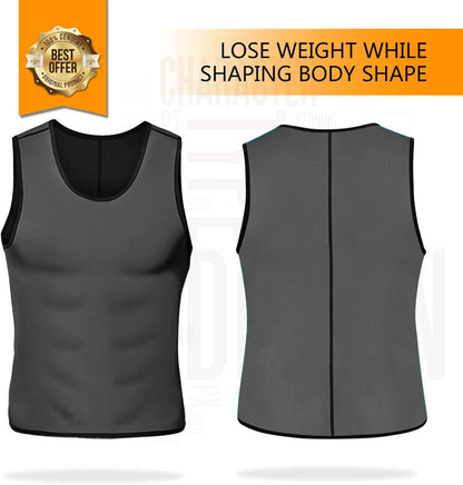 Nonecho Men's Neoprene Sauna Vest for workouts, black tank top designed for weight loss and body shaping.