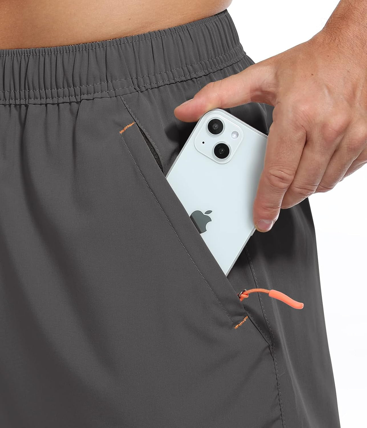 SPOSULEI men's athletic hiking shorts with water-resistant, quick-dry fabric, lightweight design, and zipper pockets for outdoor activities.