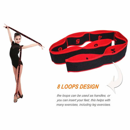 Fitness Essentials yoga pull strap belt with elastic loop for stretching, Pilates, and fitness exercises, suitable for yoga and dance routines.