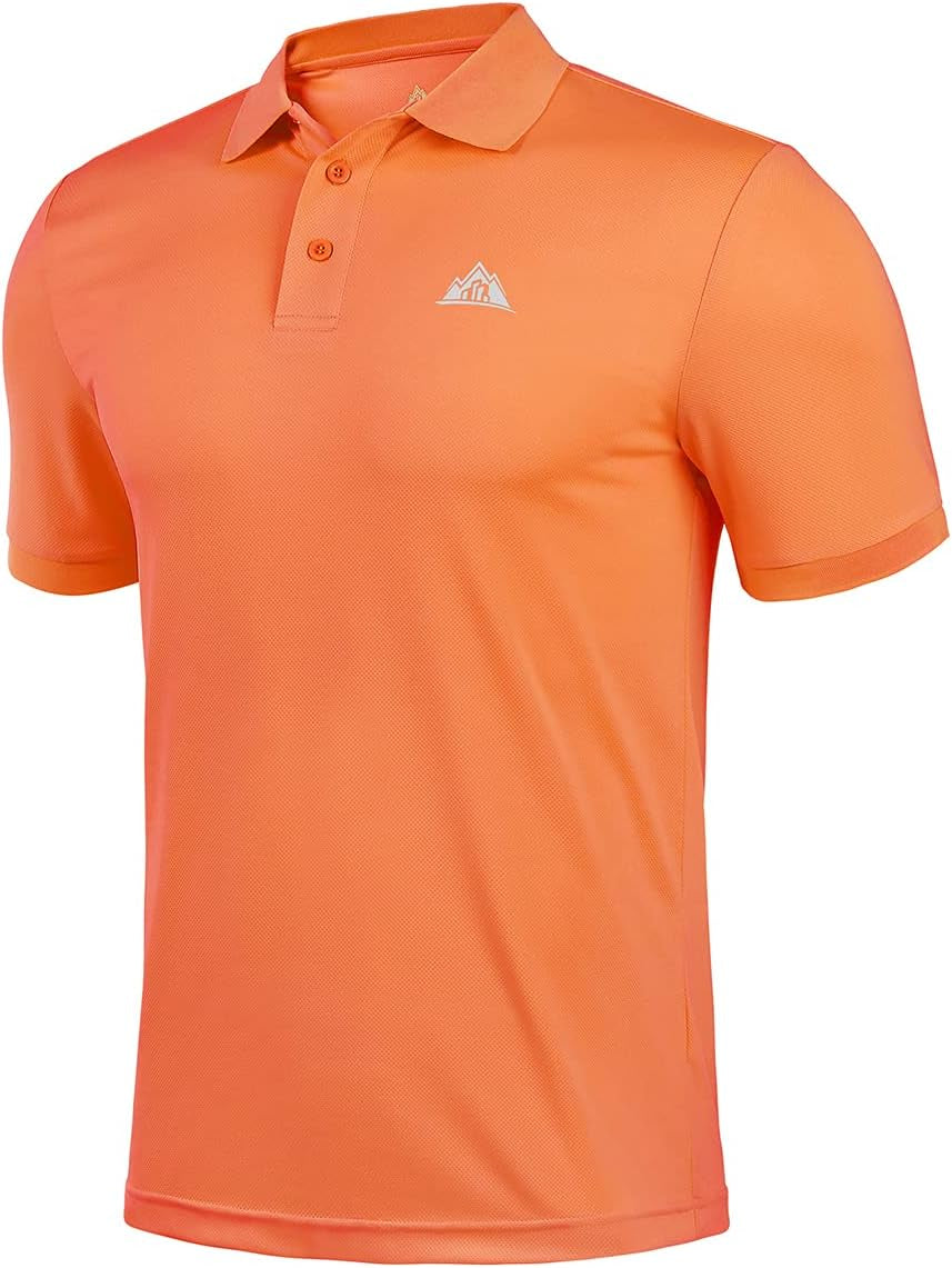 Men's BYLESIN quick-dry golf polo shirt, short sleeve, solid color, breathable and regular fit for sports and leisure activities.