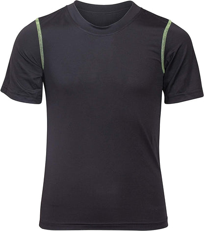 Set of four Black Bear boys' active short sleeve shirts made of dry-fit athletic fabric, designed for active youth.