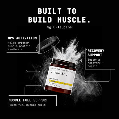 BEYOND RAW Chemistry Labs L-Leucine Powder, Fuels Muscles, 30 Servings