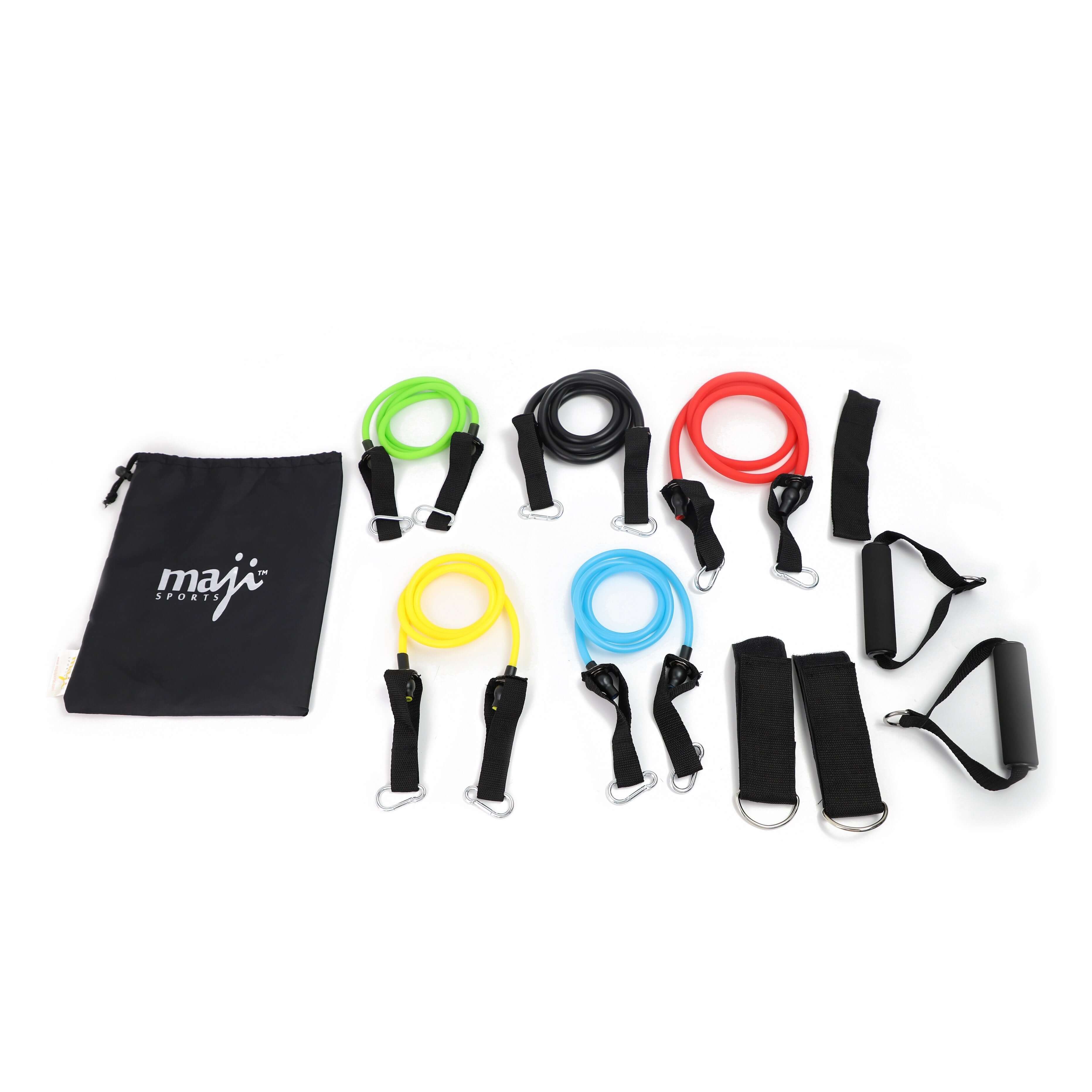 Maji Sports Full Body Workout Max Resistance Tube Kit including various resistance tubes and accessories.