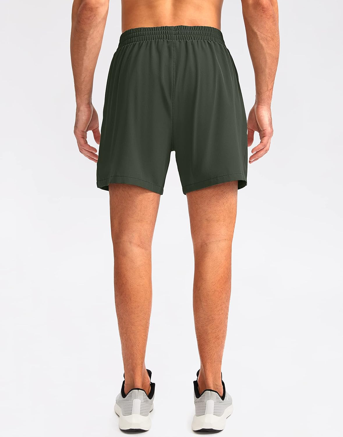Pudolla men’s workout running shorts with 7", 5", or 9" length, lightweight gym athletic shorts with zipper pockets, black fabric.