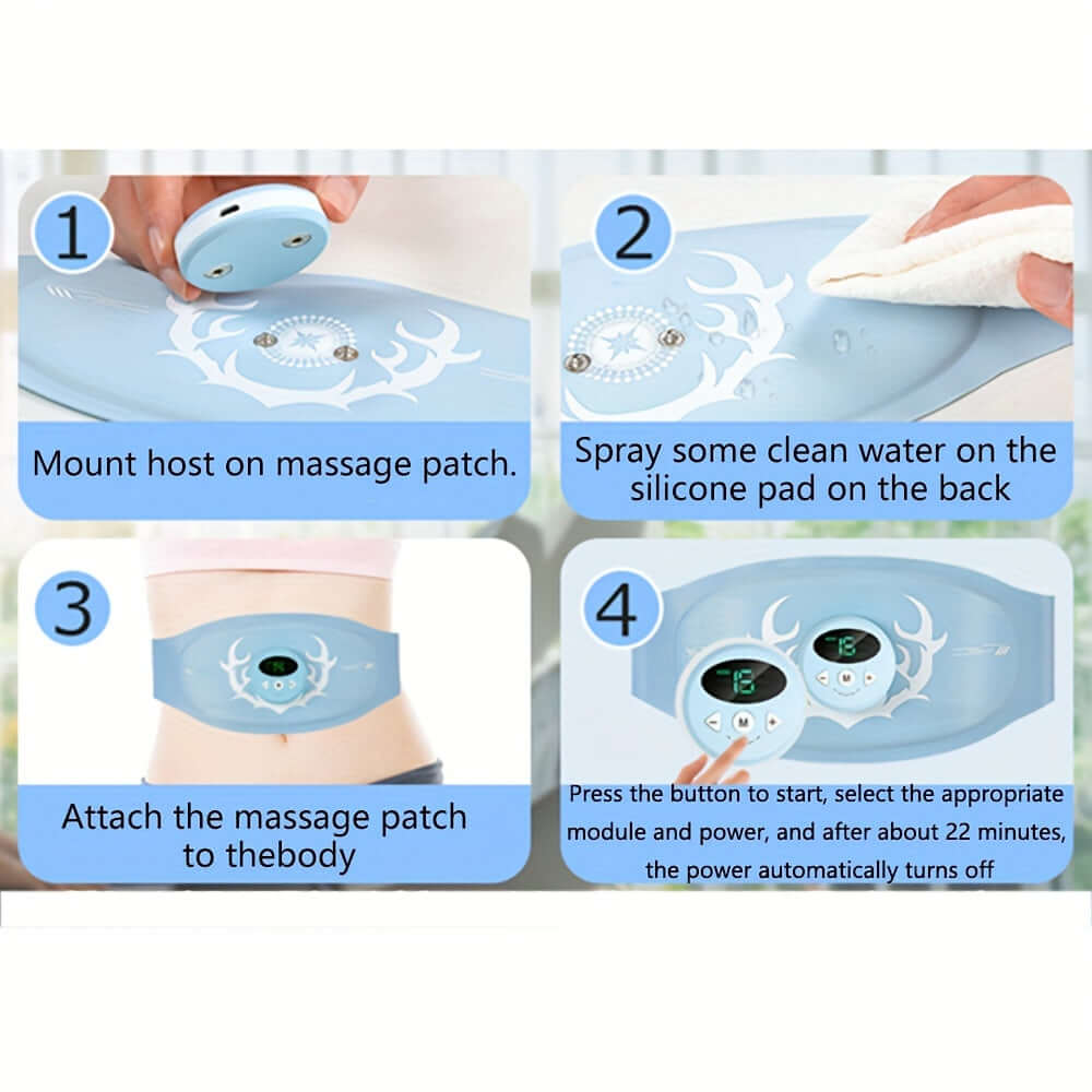 Instructions for using the portable abdominal muscle trainer with step-by-step guide on operation and setup.