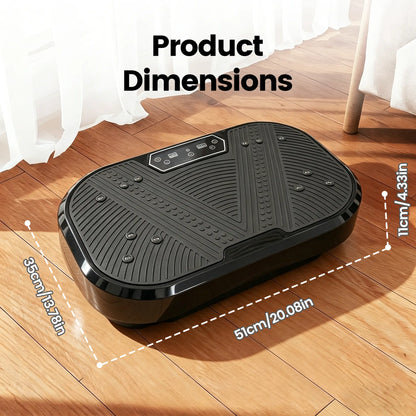Fitness Essentials Ranbro Vibration Plate Exercise Machine with resistance bands, remote, and adjustable speed for full-body workouts.