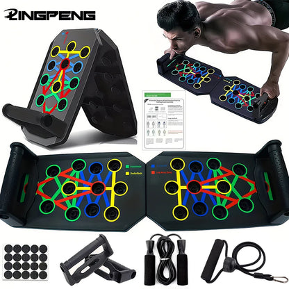 Ultimate Portable Push-Up Board Set featuring color-coded push plates for strength training and fitness.