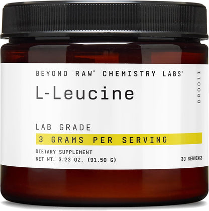 BEYOND RAW Chemistry Labs L-Leucine Powder, Fuels Muscles, 30 Servings