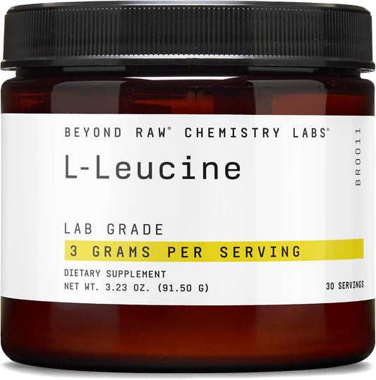 BEYOND RAW Chemistry Labs L-Leucine Powder, Fuels Muscles, 30 Servings