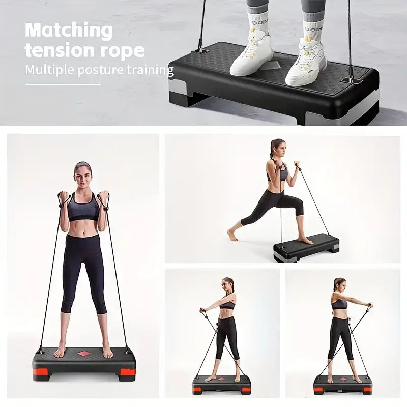 Adjustable fitness pedal with pull rope for multiple posture training in home workouts.