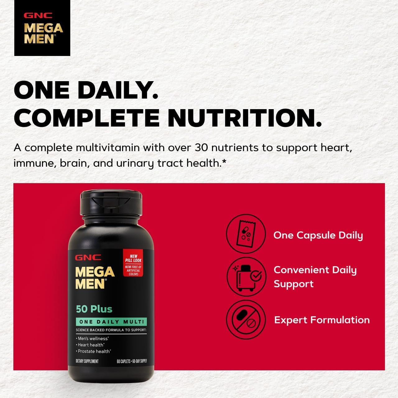 GNC Mega Men One Daily 50 plus for Men, 60 Caplets