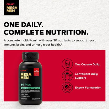 GNC Mega Men One Daily 50 plus for Men, 60 Caplets