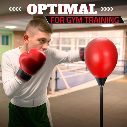 Adjustable Youth Punching Bag with Stand for Teens & Adults – 58" Reflex Boxing Training Set with Gloves & Pump, Standing Boxing Equipment for Beginner Training, Sports Gift for Home Fitness Training