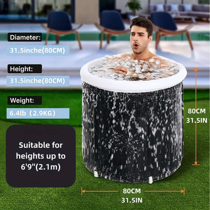 1Pc Freestanding Ice Bath Tub For Fitness Recovery(Black)-1