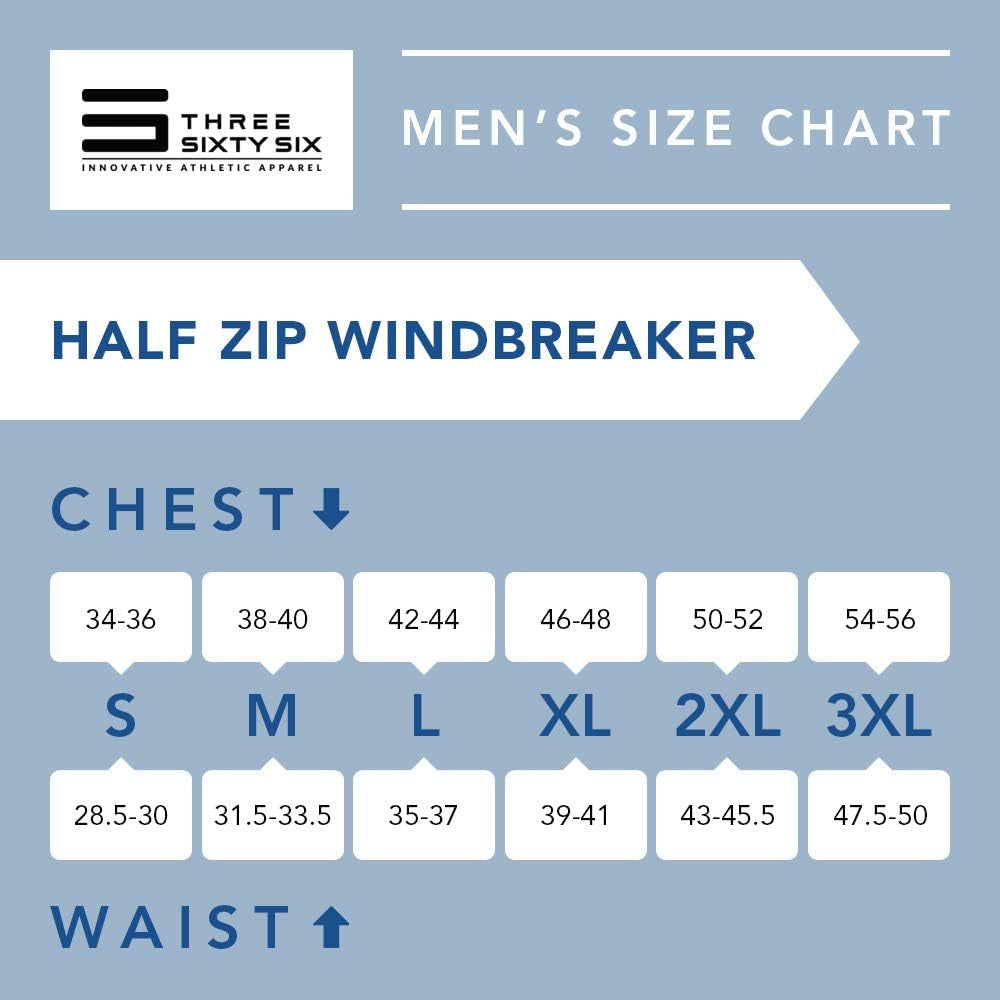 Men's Three Sixty Six windbreaker jacket with zipper, vented design, dry fit fabric, suitable for golf and outdoor activities.