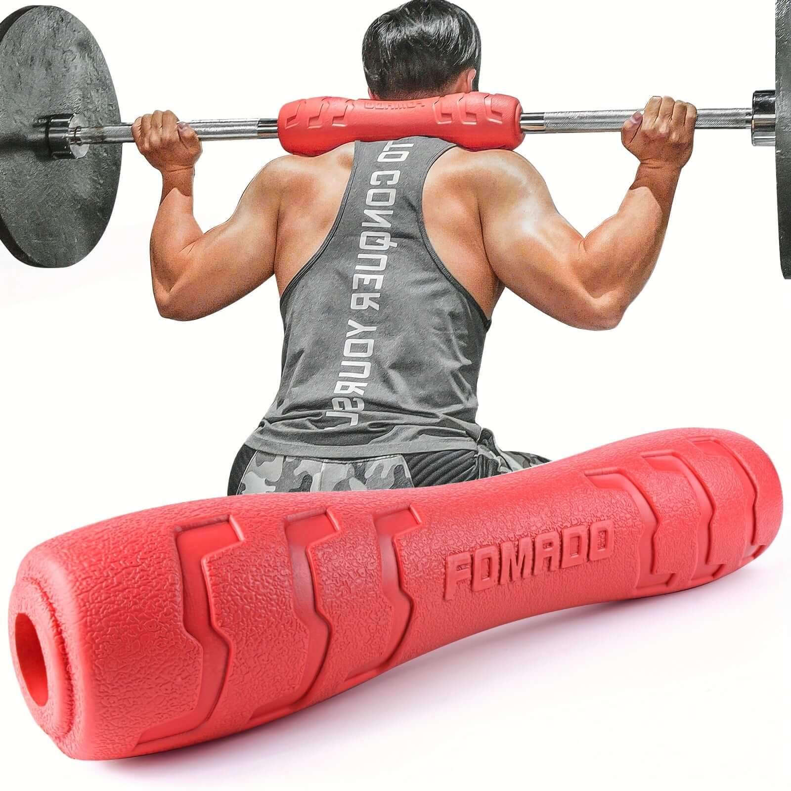 High-Density Barbell Squat Pad in use during squats, offering comfort and support for fitness routines.