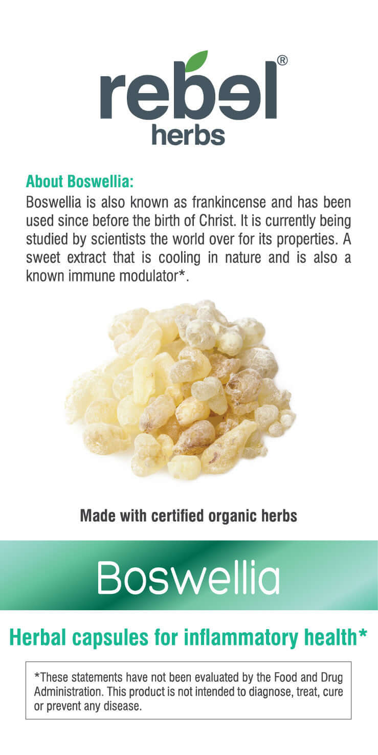 Boswellia capsules for active lifestyle with organic herbs for inflammation support.