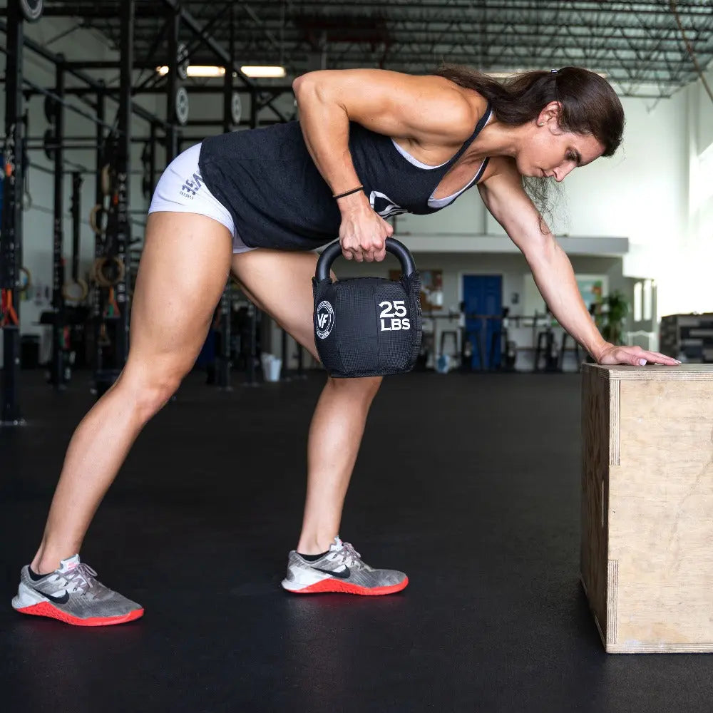 Fitness Essentials soft kettlebell in 10 lbs, lightweight exercise kettlebell for strength training and functional workouts.