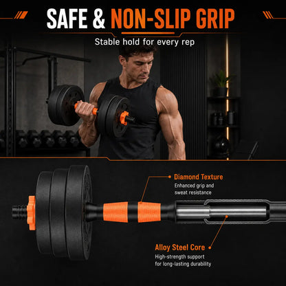 Fitness Essentials adjustable dumbbell set with 11 lbs weights, versatile for home gym strength exercises for men and women.
