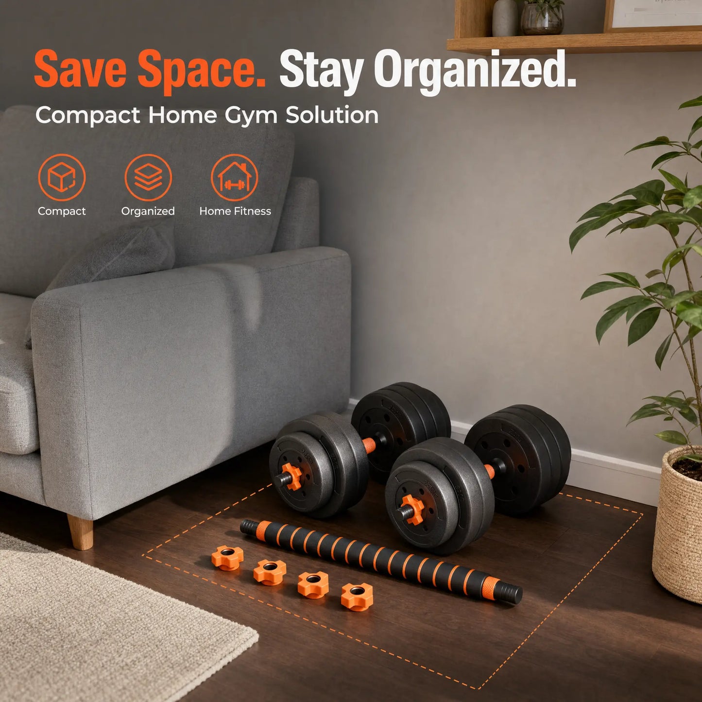 Fitness Essentials adjustable dumbbell set with 11-lb pairs, suitable for home gym workouts for men and women.