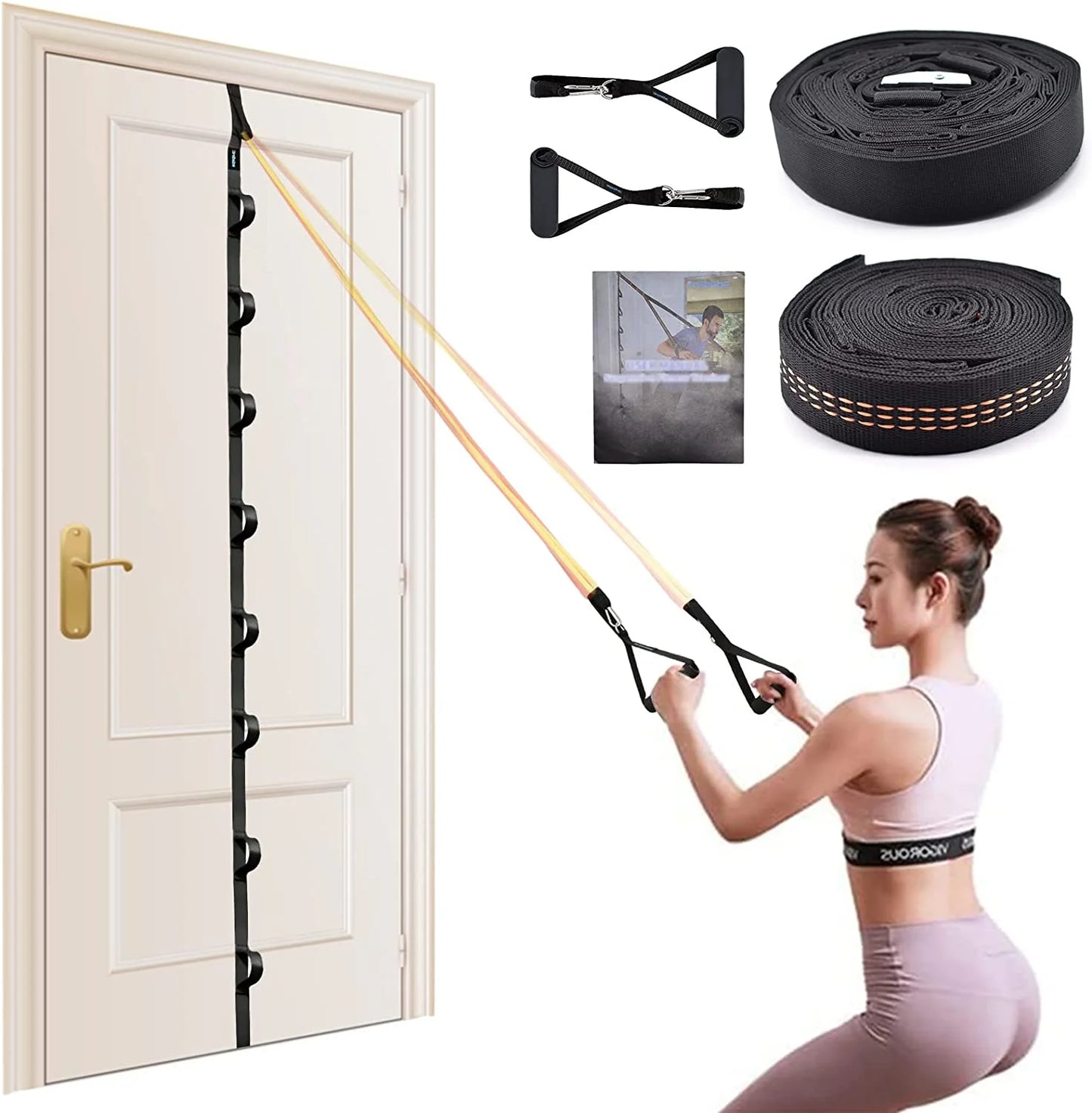 Nylon door anchor strap for resistance exercise from Fitness Essentials, compatible with resistance bands for portable home gym workouts.