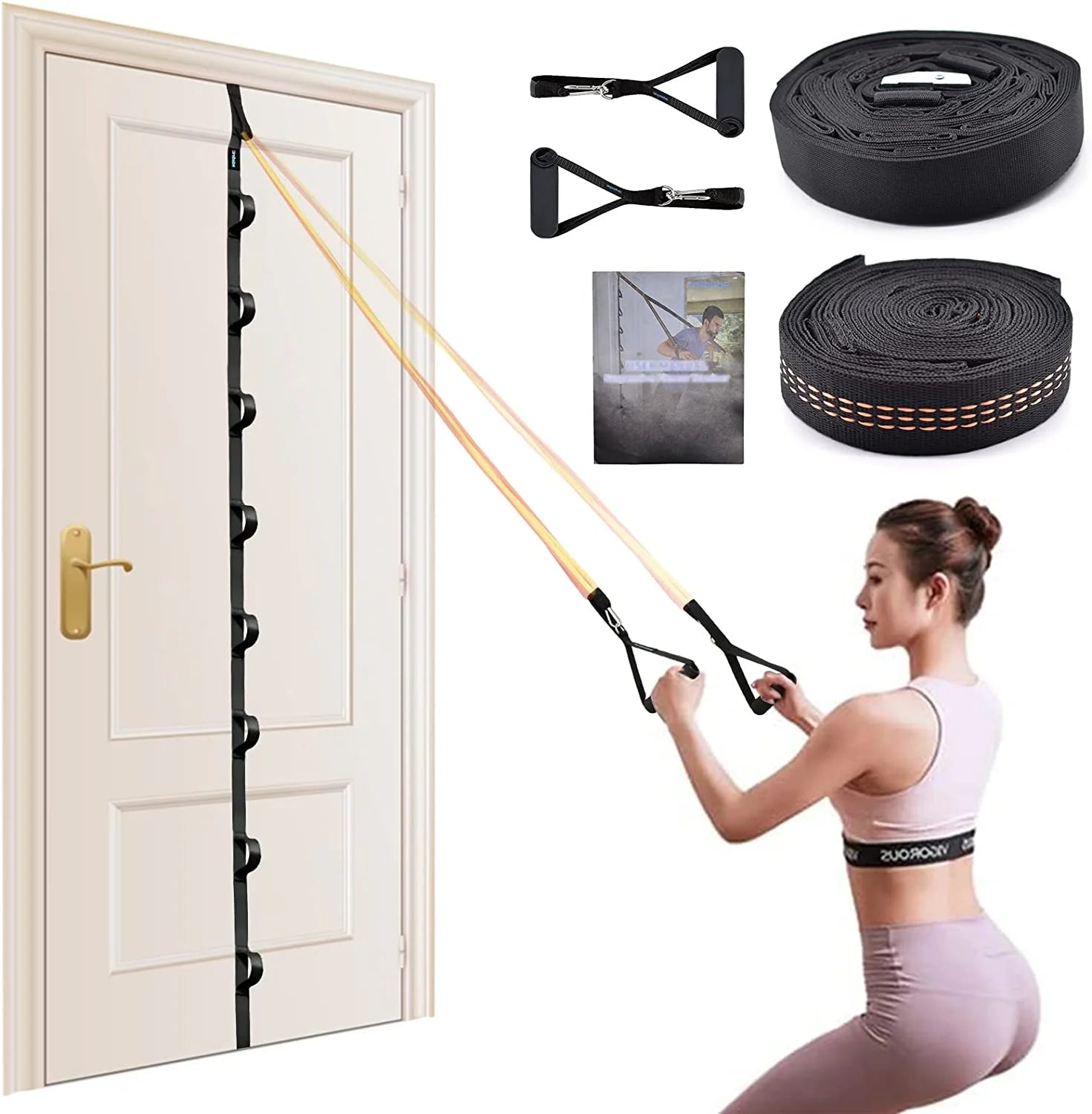 Nylon door anchor strap for resistance exercise from Fitness Essentials, compatible with resistance bands for portable home gym workouts.