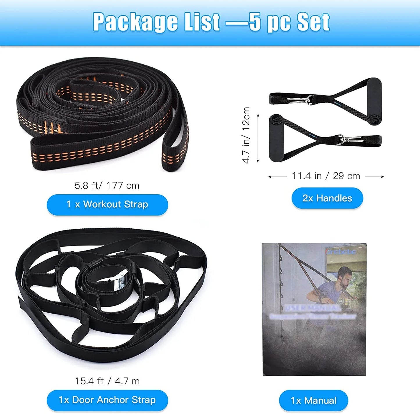 Nylon door anchor strap for resistance bands, Fitness Essentials portable home gym accessory, punching-free resistance exercise tool.