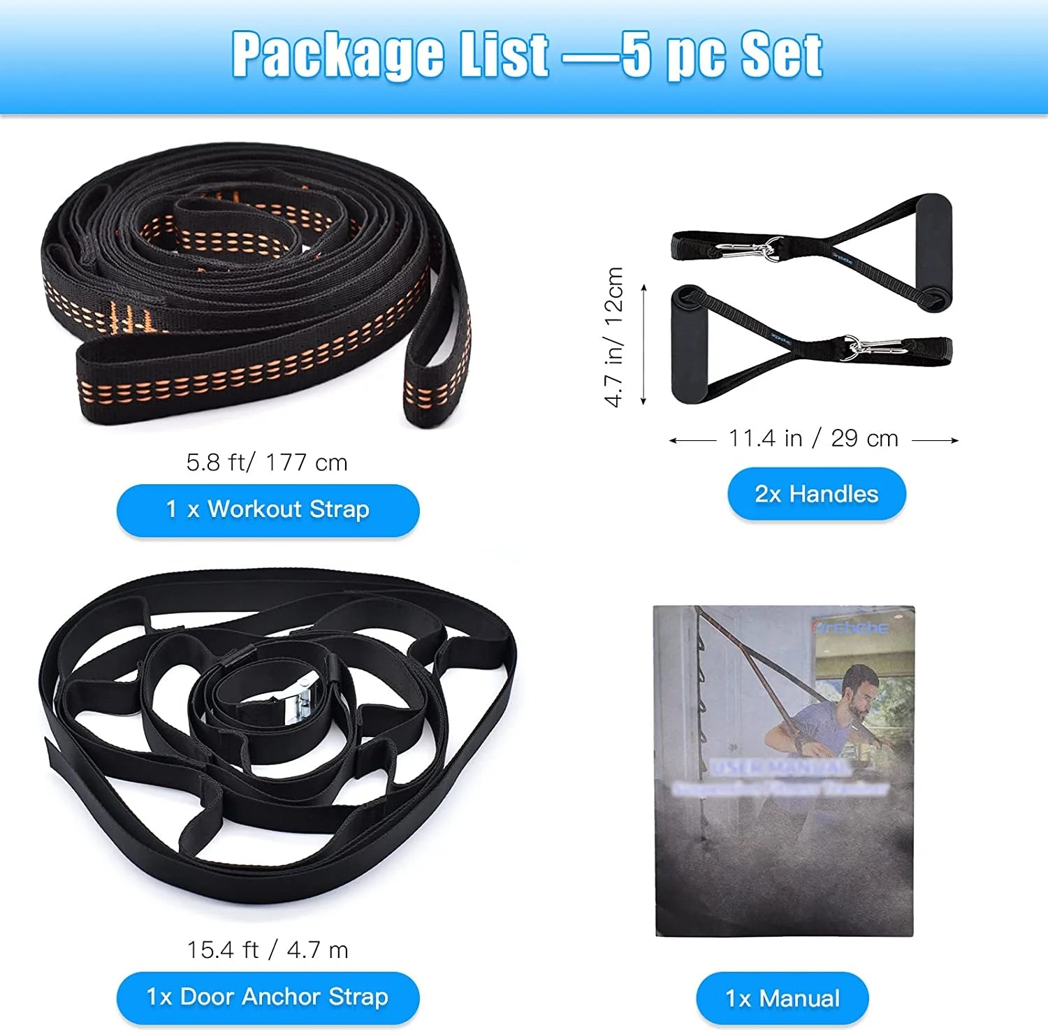 Nylon door anchor strap for resistance bands, Fitness Essentials portable home gym accessory, punching-free resistance exercise tool.