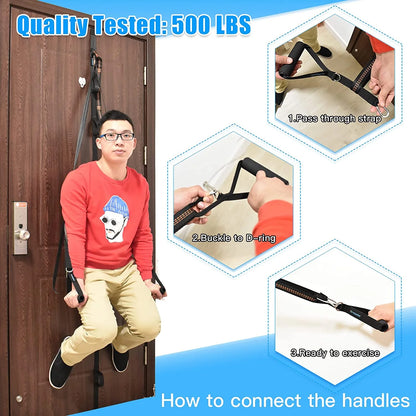 Nylon door anchor strap for resistance bands by Fitness Essentials, portable home gym equipment, suitable for resistance exercise.